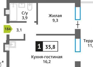 Продажа 1-комнатной квартиры, 35.8 м2, Московская область
