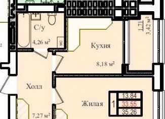 Продажа 1-комнатной квартиры, 35.3 м2, Калининград