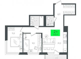 Продам 2-комнатную квартиру, 62.2 м2, Тюменская область, улица Сергея Джанбровского, 2