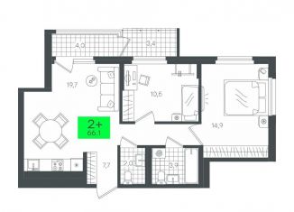 Продам 2-ком. квартиру, 66.1 м2, деревня Дударева, улица Сергея Джанбровского, 2, ЖК Андерсен Парк