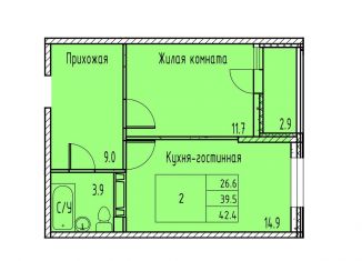 Продам двухкомнатную квартиру, 40.9 м2, Ростовская область