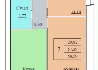 Продажа двухкомнатной квартиры, 58.6 м2, Ярославская область, улица Белинского, 19