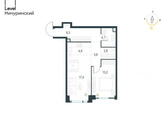 Продается 2-комнатная квартира, 55.1 м2, Москва, метро Мичуринский проспект, жилой комплекс Левел Мичуринский, к1
