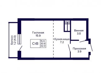 Продается квартира студия, 32 м2, Новосибирск, улица Бородина, 54, Кировский район