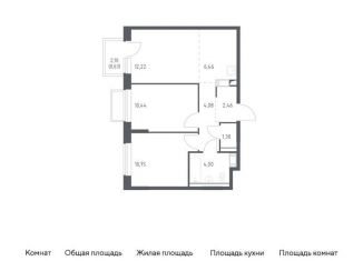 Двухкомнатная квартира на продажу, 52.3 м2, посёлок Мирный, жилой комплекс Томилино Парк, к6.2