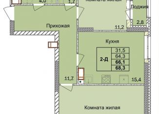 Продается двухкомнатная квартира, 66.1 м2, Нижний Новгород, Советский район, 1-я Оранжерейная улица, 16