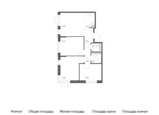 Продается трехкомнатная квартира, 70.7 м2, Московская область, жилой комплекс Прибрежный Парк, 7.2
