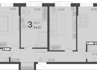 Продам трехкомнатную квартиру, 74.2 м2, Сочи, микрорайон КСМ