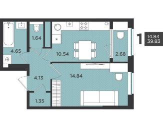 Продаю 1-комнатную квартиру, 39.8 м2, деревня Касимово