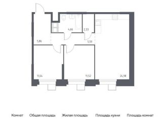 Двухкомнатная квартира на продажу, 66 м2, поселение Мосрентген, многофункциональный комплекс Тропарево Парк, к2.3