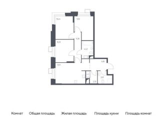 Продам 3-комнатную квартиру, 68.7 м2, поселение Мосрентген, многофункциональный комплекс Тропарево Парк, к2.2