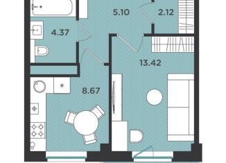 Продажа 1-комнатной квартиры, 34.7 м2, деревня Касимово