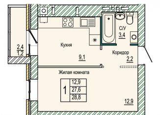 Продажа однокомнатной квартиры, 28.8 м2, Волгоград