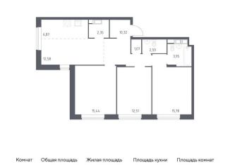 Продажа трехкомнатной квартиры, 83.5 м2, Московская область