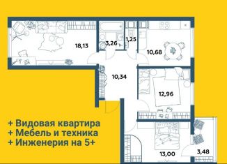 Продажа 3-комнатной квартиры, 68.8 м2, Санкт-Петербург, метро Беговая, Мебельная улица, 19к2