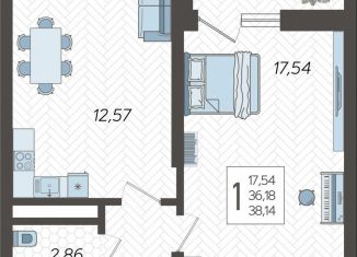 Продажа 1-комнатной квартиры, 38.1 м2, Сочи, микрорайон Бытха, жилой комплекс Кислород, 10