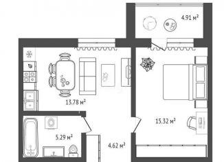 Продам однокомнатную квартиру, 43.8 м2, Тюменская область, жилой комплекс Европейский Квартал, с23