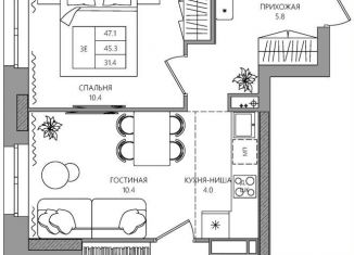 Продажа 3-комнатной квартиры, 47.1 м2, деревня Кондратово, Водопроводная улица, 5