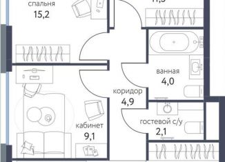 Продажа 3-комнатной квартиры, 72.2 м2, Москва, ЖК Сиреневый парк
