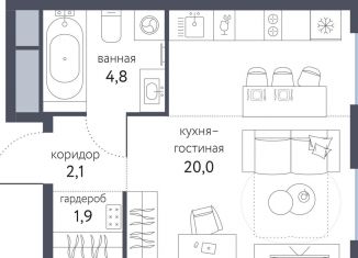 Квартира на продажу студия, 28.8 м2, Москва, Тагильская улица, 4В, Бульвар Рокоссовского