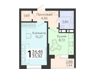 Продается 1-комнатная квартира, 35.9 м2, Воронежская область, улица 45-й Стрелковой Дивизии, 113