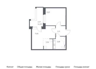 Продам 1-комнатную квартиру, 34.9 м2, посёлок Песочный