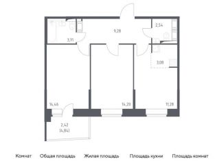 Продажа двухкомнатной квартиры, 61 м2, посёлок Песочный