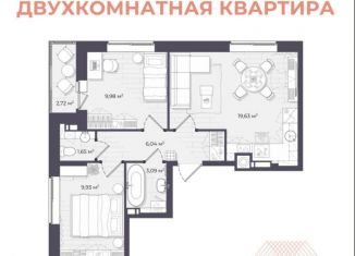 Продажа двухкомнатной квартиры, 50.5 м2, Астрахань, Автомобильная улица, 6, ЖК Молодёжный