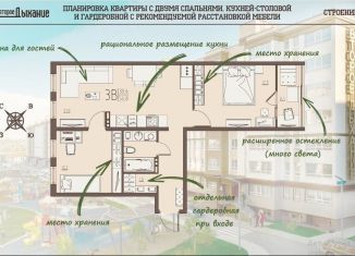 Трехкомнатная квартира на продажу, 56.8 м2, село Засечное, ЖК Лукоморье