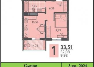 Продаю однокомнатную квартиру, 33.5 м2, Краснодар, Московская улица, 125к1, ЖК Атмосфера