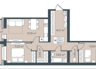 Продажа 2-комнатной квартиры, 89.4 м2, Павловск