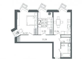 Продажа квартиры со свободной планировкой, 60.7 м2, Волгоградская область