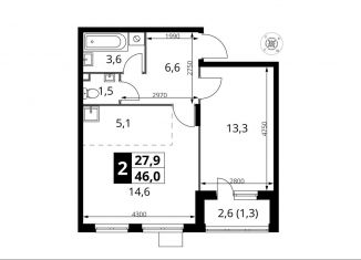 Продажа 2-комнатной квартиры, 46 м2, Московская область