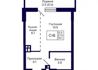 Продам квартиру студию, 30.1 м2, Новосибирск, метро Золотая Нива, улица Коминтерна, 1с