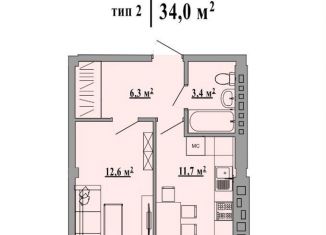 1-комнатная квартира на продажу, 34 м2, Липецк