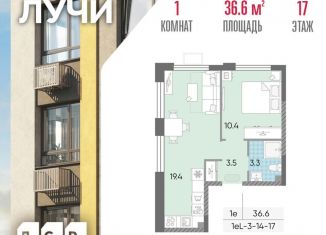 Продается 1-комнатная квартира, 36.6 м2, Москва, ЗАО