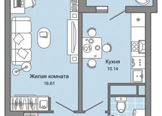 1-комнатная квартира на продажу, 39 м2, Ульяновск, ЖК Ультраград, жилой комплекс Ультраград, 2