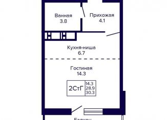 Продам квартиру студию, 30.3 м2, Новосибирск, метро Площадь Маркса, улица Бородина, 54