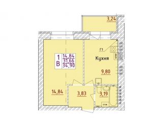 1-комнатная квартира на продажу, 34.9 м2, Ярославская область