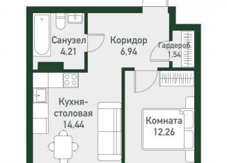 2-комнатная квартира на продажу, 39.4 м2, Челябинская область