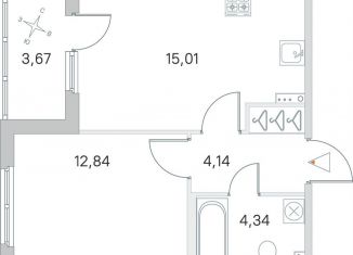 Продам 1-комнатную квартиру, 38.2 м2, посёлок Стрельна