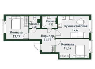 Продается 3-ком. квартира, 65.3 м2, Челябинская область