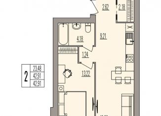 Продам 2-комнатную квартиру, 42.9 м2, Волгоград