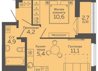 Продается 1-комнатная квартира, 37.6 м2, Екатеринбург, улица 8 Марта, 204Г