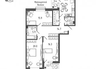 Продается 3-комнатная квартира, 101.4 м2, Санкт-Петербург, Московский район, Черниговская улица, 17