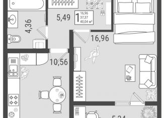 Продам 1-комнатную квартиру, 40.3 м2, Самарская область