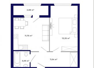 Продажа однокомнатной квартиры, 38.1 м2, рабочий поселок Маркова