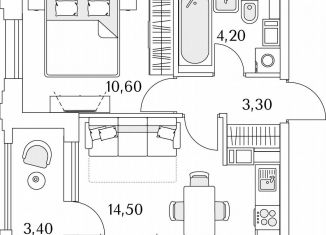 1-комнатная квартира на продажу, 34.3 м2, Санкт-Петербург, Планерная улица, 99, муниципальный округ Юнтолово