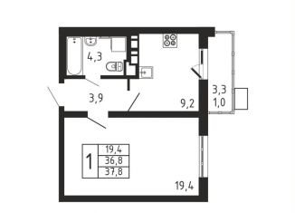 Продаю 1-ком. квартиру, 37.8 м2, деревня Пирогово, ЖК Пироговская Ривьера