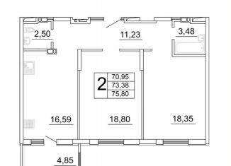 Продажа 2-комнатной квартиры, 75.7 м2, Самара, улица Дыбенко, 5